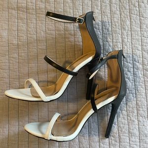 Liliana black and white stiletto heels